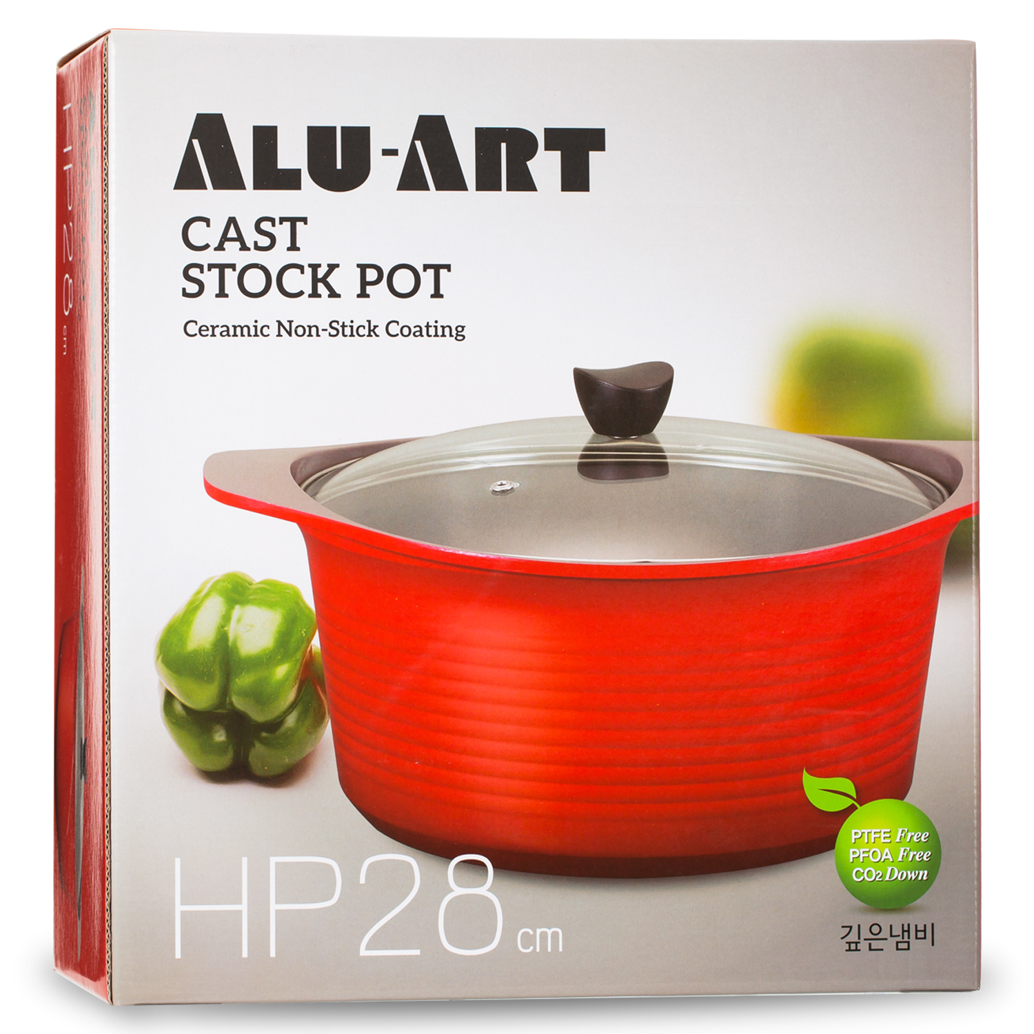 韩国进口小电炖锅-Aluart陶瓷涂层红色双耳铸造锅