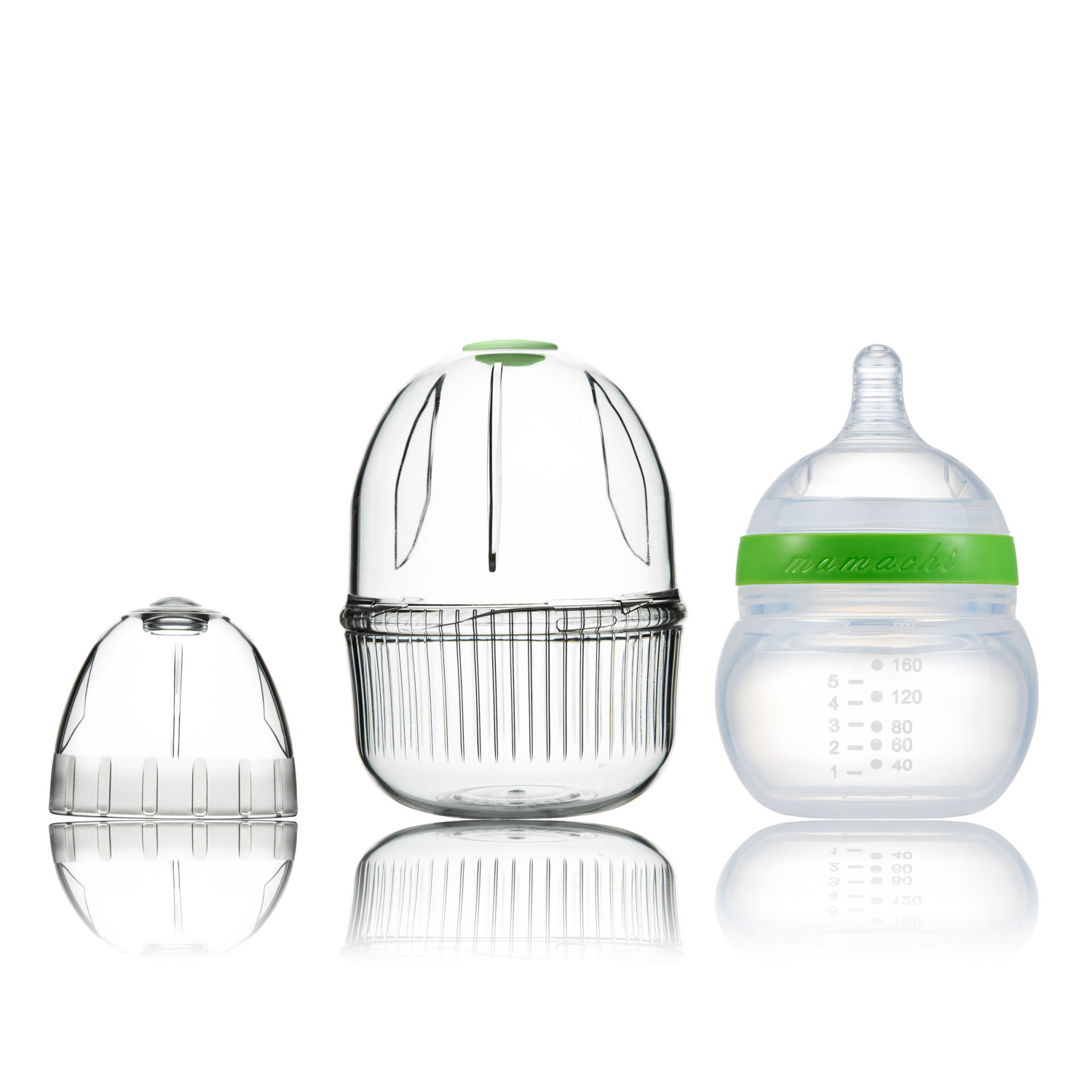 韩国进口婴儿硅胶奶瓶-Mamachi全硅胶奶瓶160ml绿色精装1孔奶嘴（0-3个月）