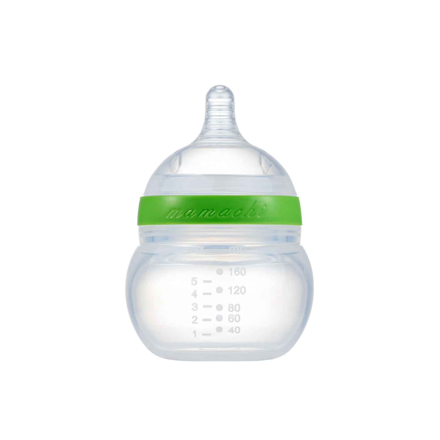 韩国进口婴儿硅胶奶瓶-Mamachi全硅胶奶瓶160ml绿色精装1孔奶嘴（0-3个月）