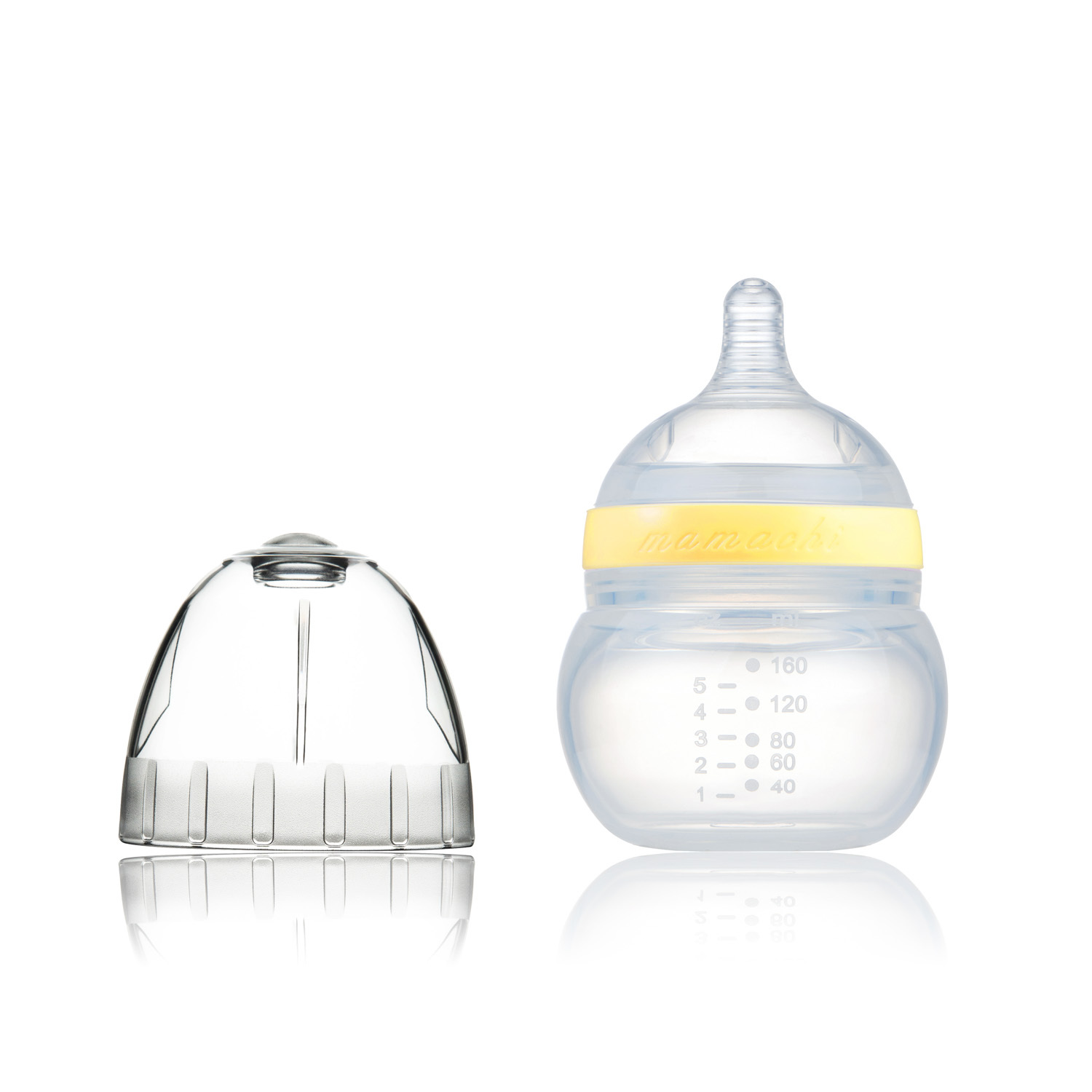 韩国进口食品级硅胶奶瓶-Mamachi全硅胶奶瓶160ml黄色简装1孔奶嘴（0-3个月）