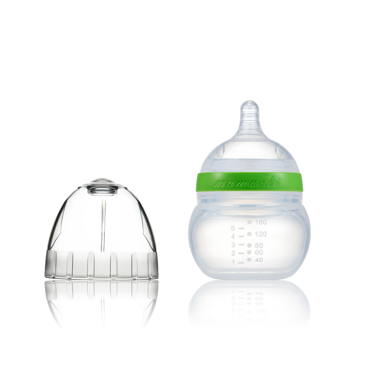韩国进口婴儿硅胶奶瓶-Mamachi全硅胶奶瓶160ml绿色简装1孔奶嘴（0-3个月）
