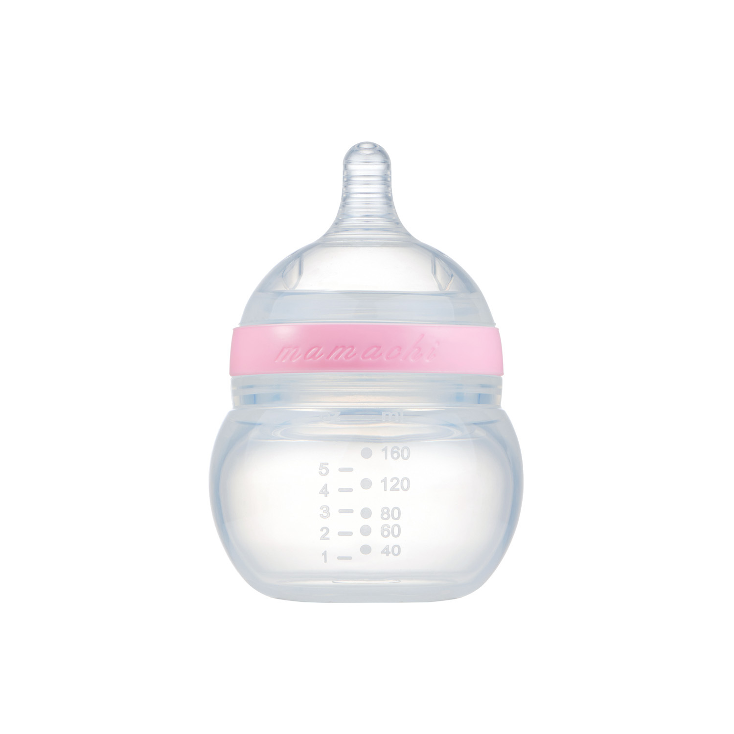 韩国进口婴幼儿硅胶奶瓶-Mamachi全硅胶奶瓶160ml粉红简装1孔奶嘴（0-3个月）