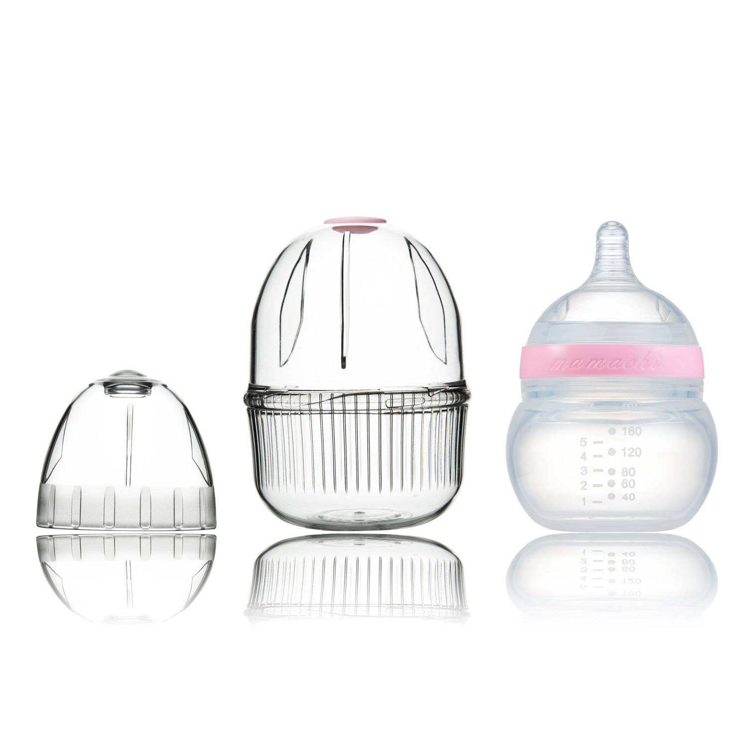 韩国进口医用硅胶奶瓶-Mamachi全硅胶奶瓶160ml粉红精装1孔奶嘴（0-3个月）