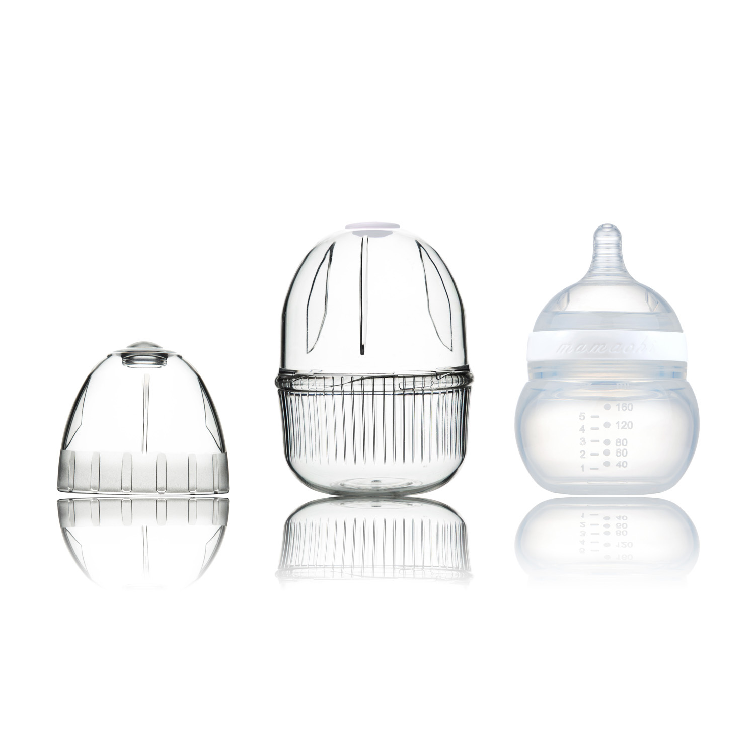 韩国进口硅胶宽口奶瓶-Mamachi全硅胶奶瓶160ml白色精装1孔奶嘴（0-3个月）