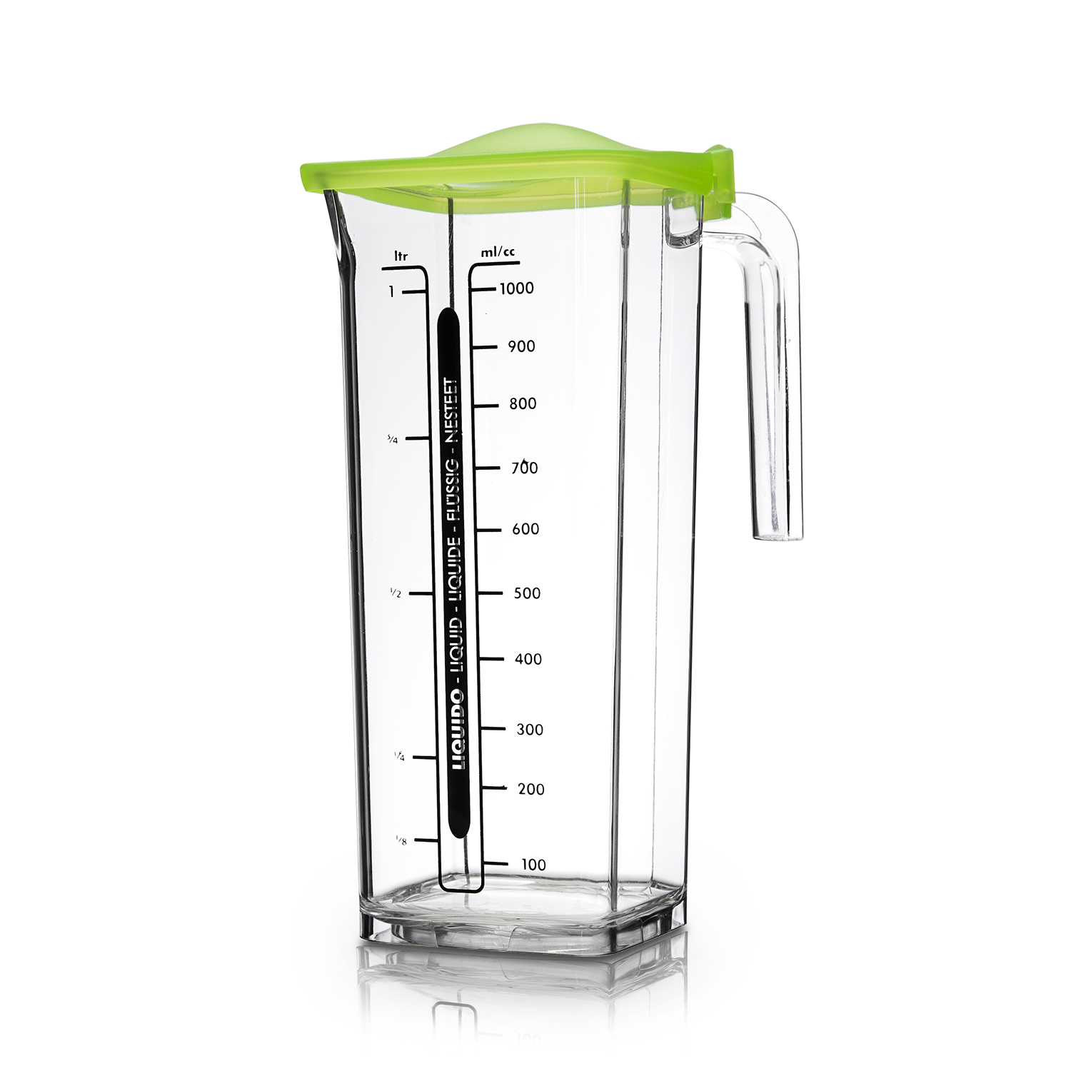 意大利进口带刻度水杯-Cosmoplast防滑刻度四方形水杯有盖子 - 带刻度水杯