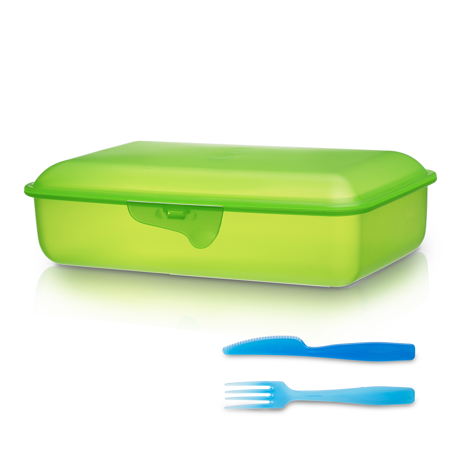 意大利进口午餐盒-Cosmoplast食品级塑料方形午餐盒带餐具 - 午餐盒