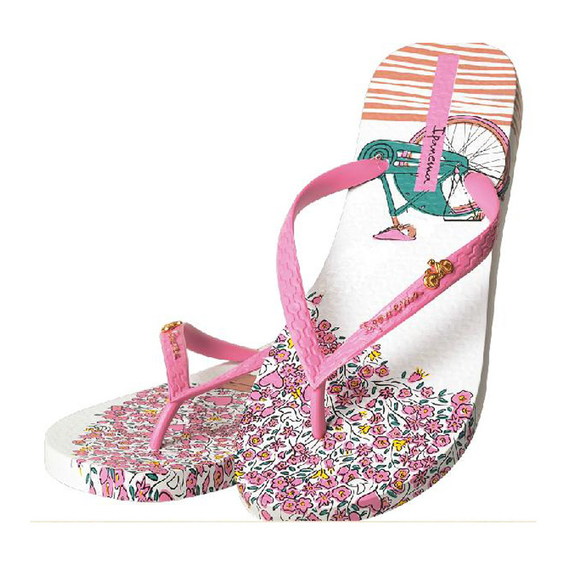巴西进口水晶拖鞋-IPANEMA女式自行车版画人字拖拖鞋 - 水晶拖鞋
