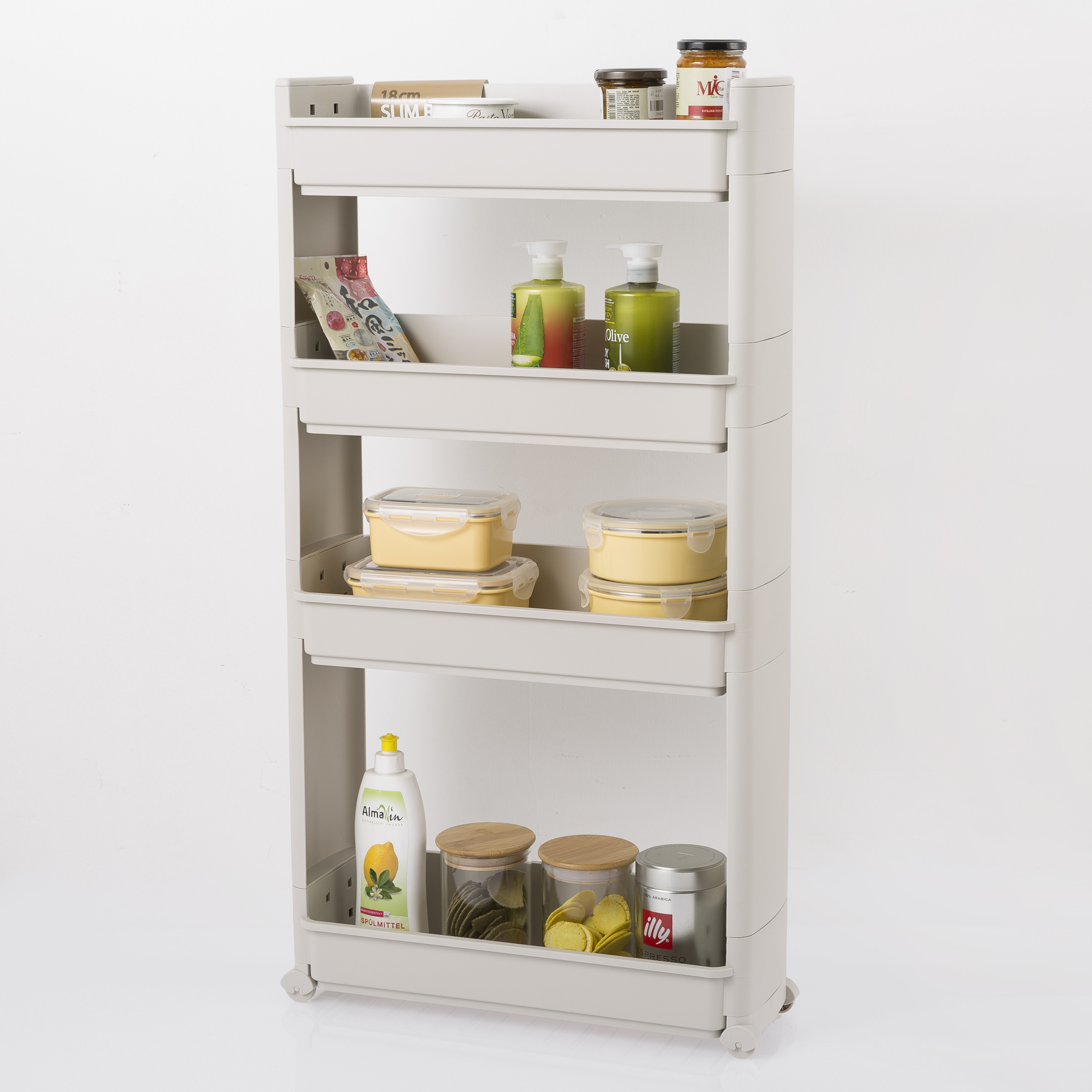 韩国进口厨房挂件置物架-进口厨房挂件置物架-Changsin带滑轮健康置物架夹缝架四层 - 厨房挂件置物架 韩国进口厨房挂件置物架-进口厨房挂件置物架-Changsin带滑轮健康置物架夹缝架四层 - 厨房挂件置物架