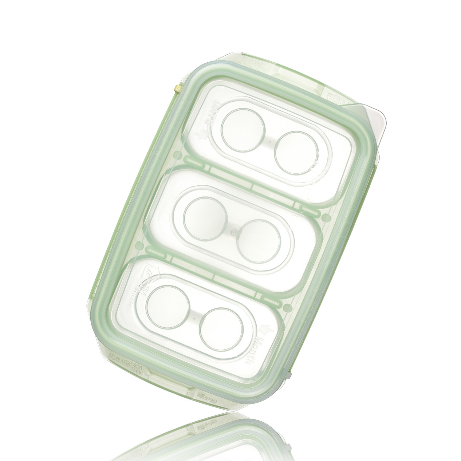 韩国进口食物分格收纳盒-JM Green RRE唰唰食物分格收纳盒3格绿色