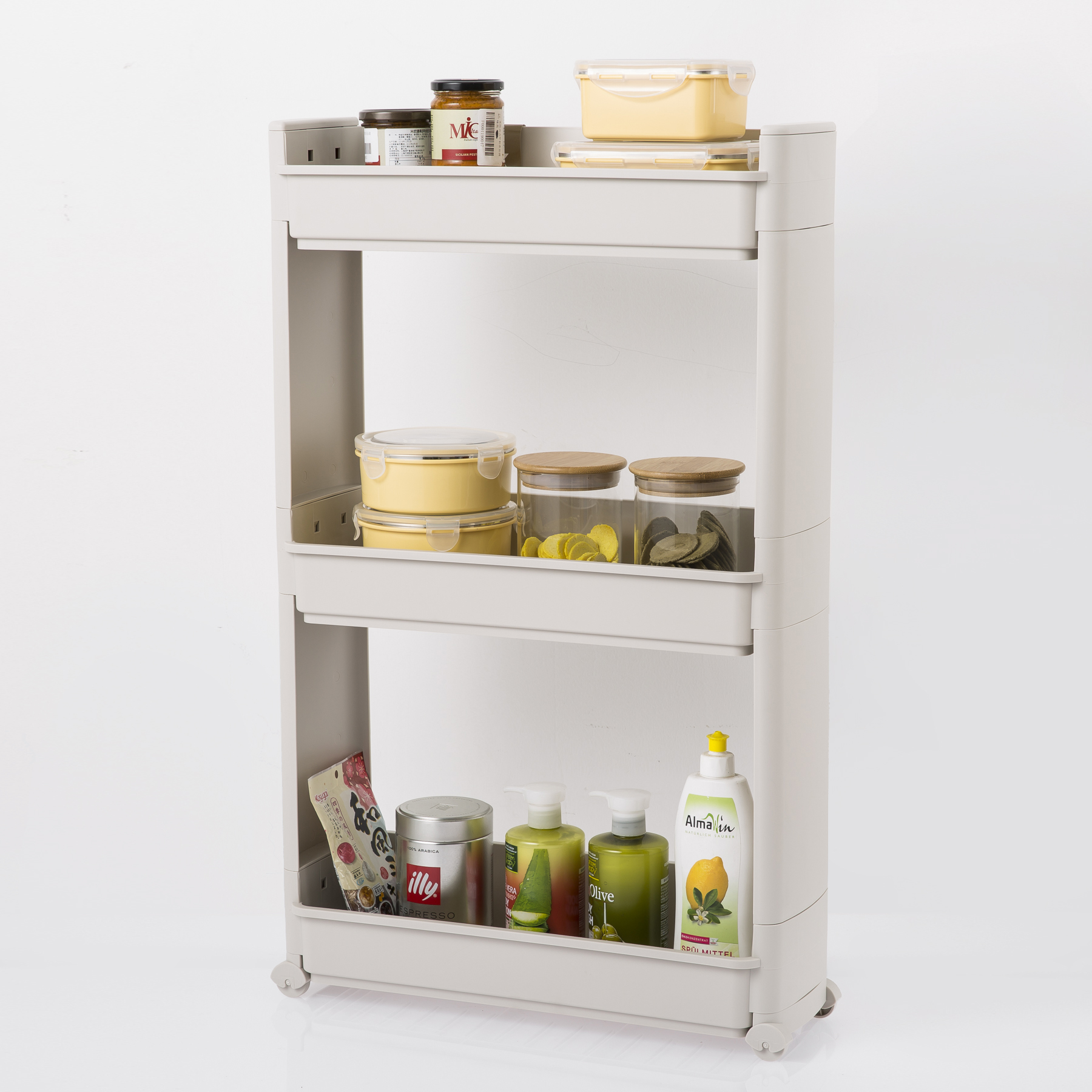 韩国进口储物架置物架-进口储物架置物架-changsin滑轮健康置物架夹缝架三层 韩国进口储物架置物架-进口储物架置物架-changsin滑轮健康置物架夹缝架三层