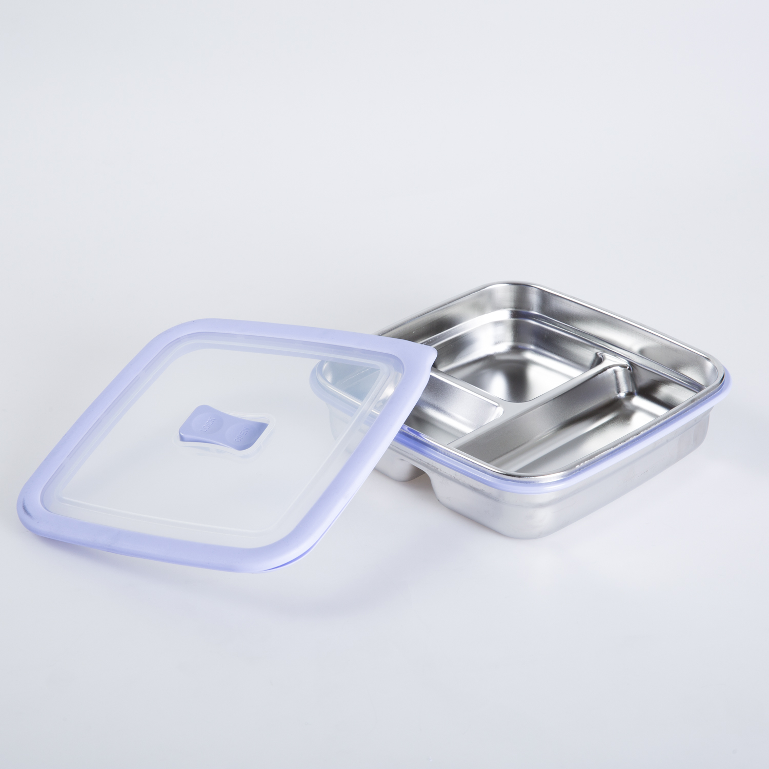 韩国进口密封保鲜盒-STENLOCK不锈钢防漏3分区保鲜盒