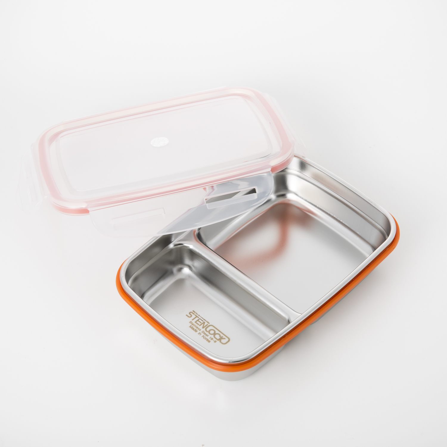 韩国进口长方形保鲜盒-STENLOCK2分区不锈钢保鲜盒