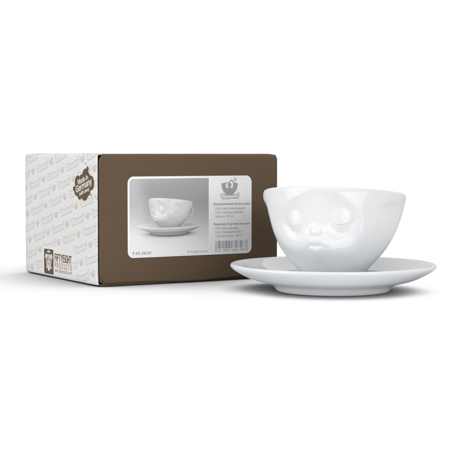 德国原装进口旋转咖啡杯-TASSEN陶瓷卡通表情咖啡碗100ml