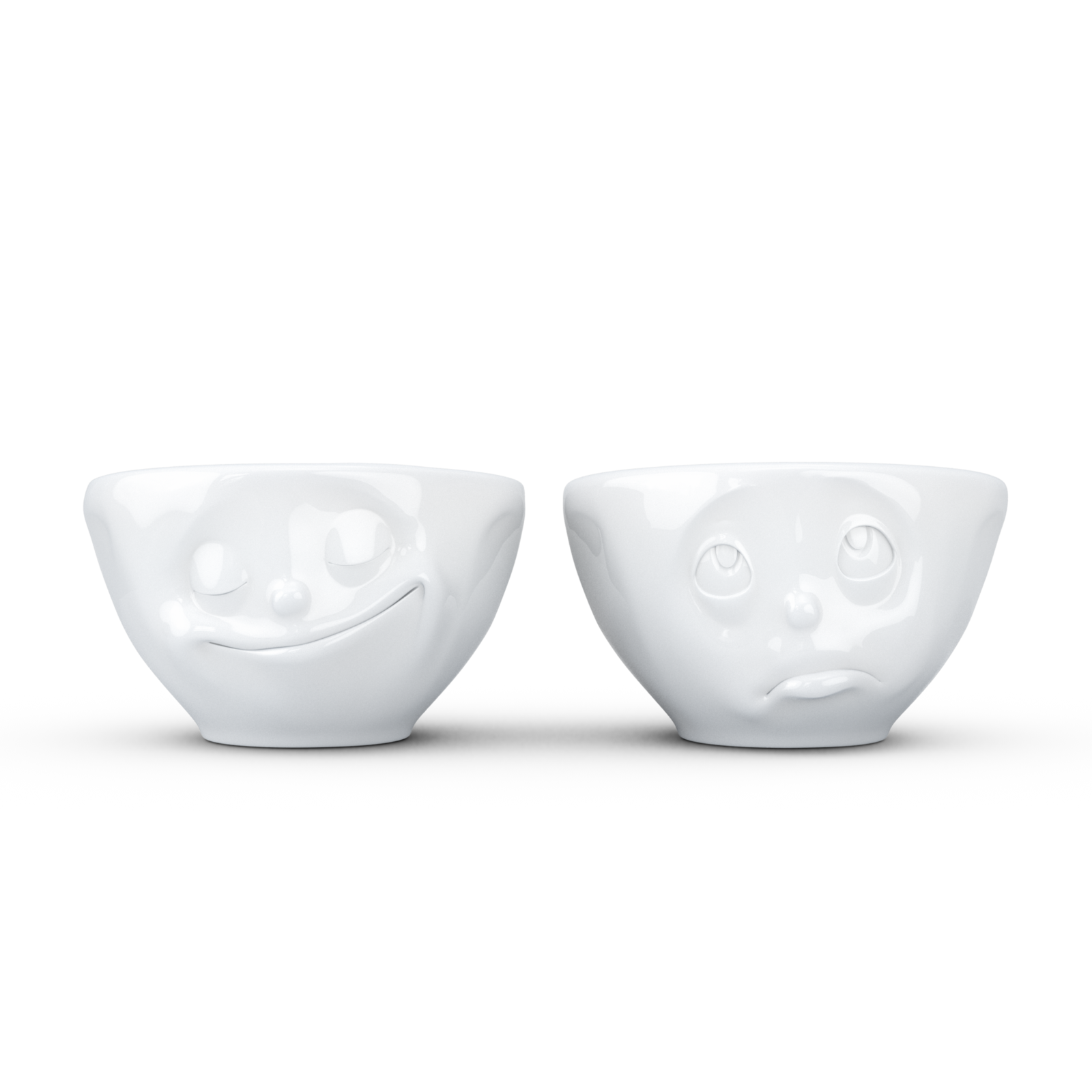 德国原装进口带盖陶瓷碗-TASSEN陶瓷卡通表情小萌碗（2X100毫升） - 带盖陶瓷碗