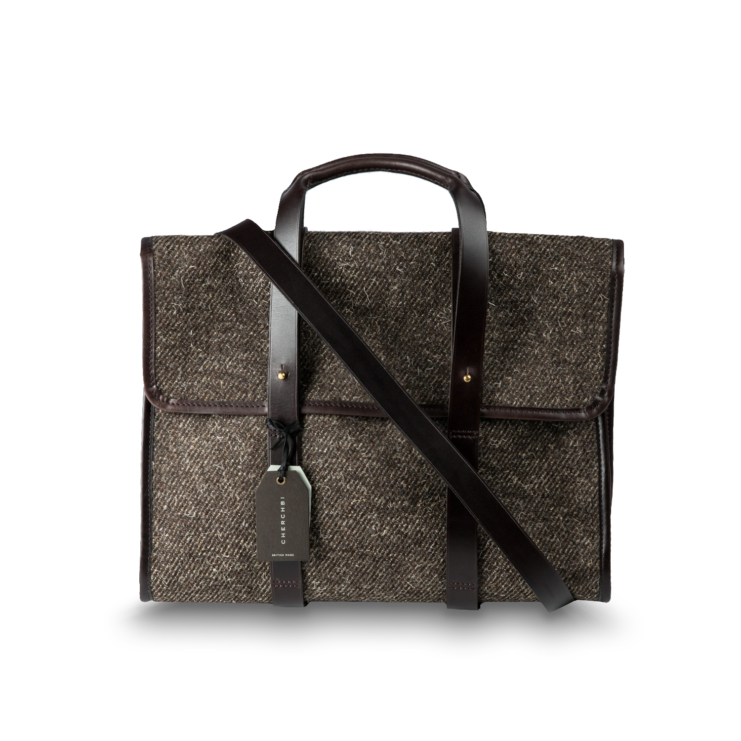 英国原产CHERCHBI 手工高山赫德维克羊毛手拎包斜跨包商务包