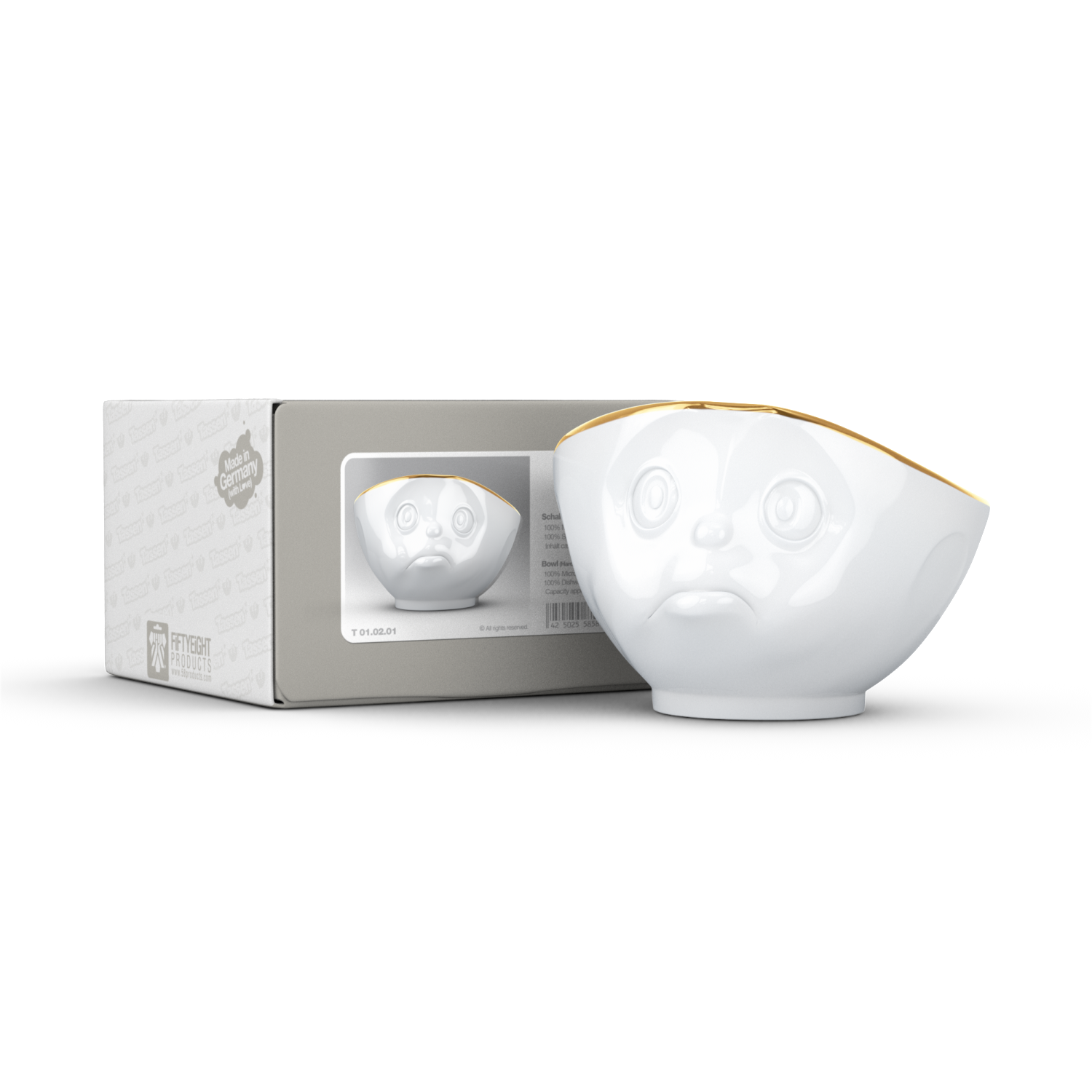 德国进口陶瓷面碗-TASSEN陶瓷卡通表情金边碗500ml