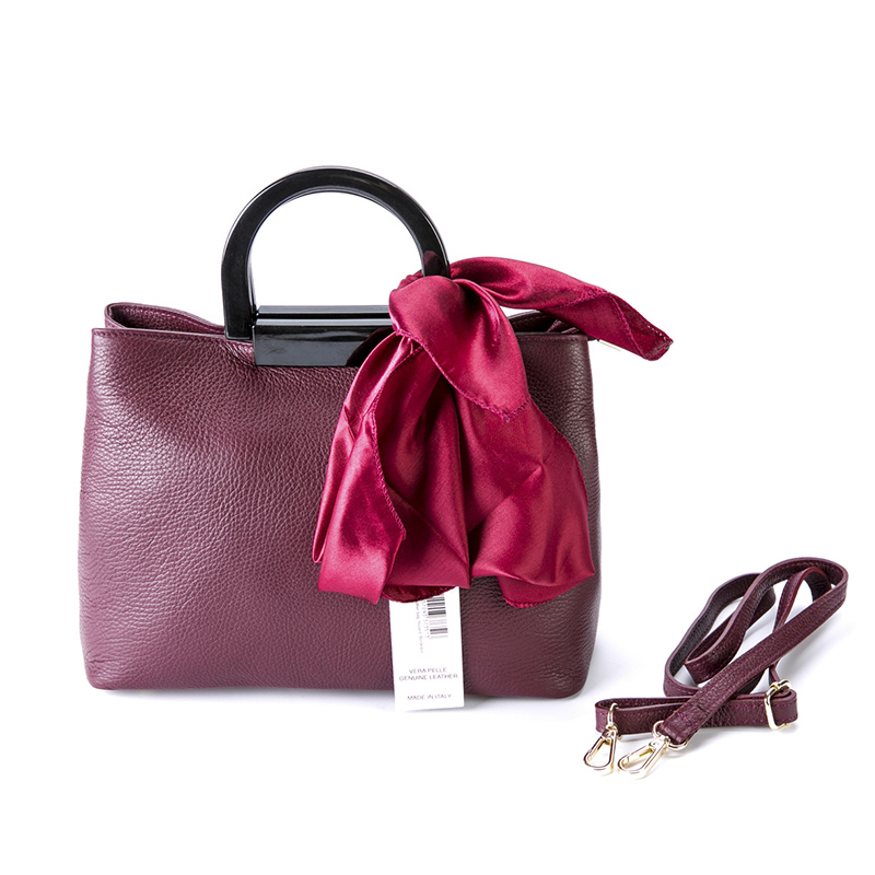 意大利进口真皮手提女包-Andrea Cardone真皮手提包配丝巾