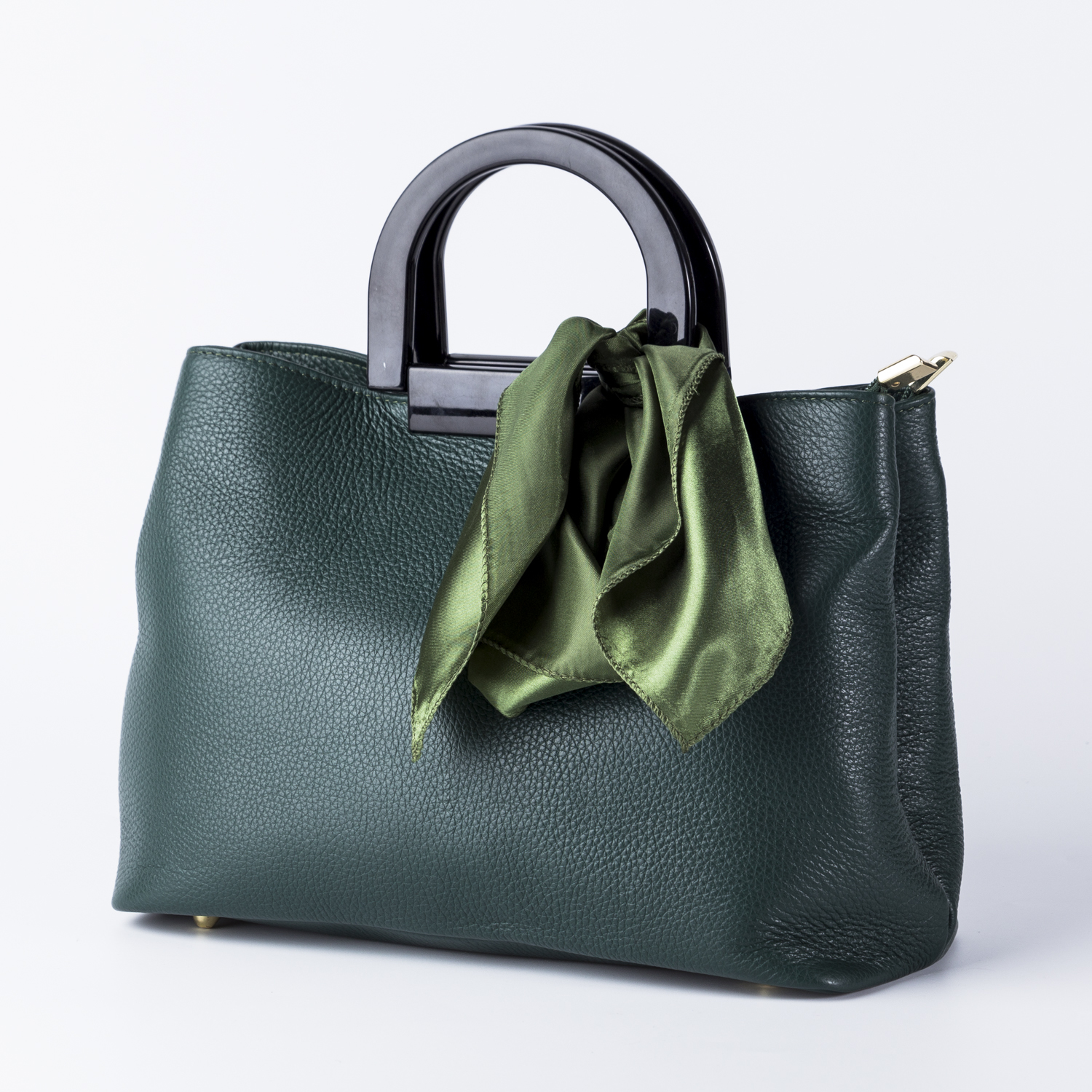 意大利进口手提包包-Andrea Cardone真皮手提包配丝巾