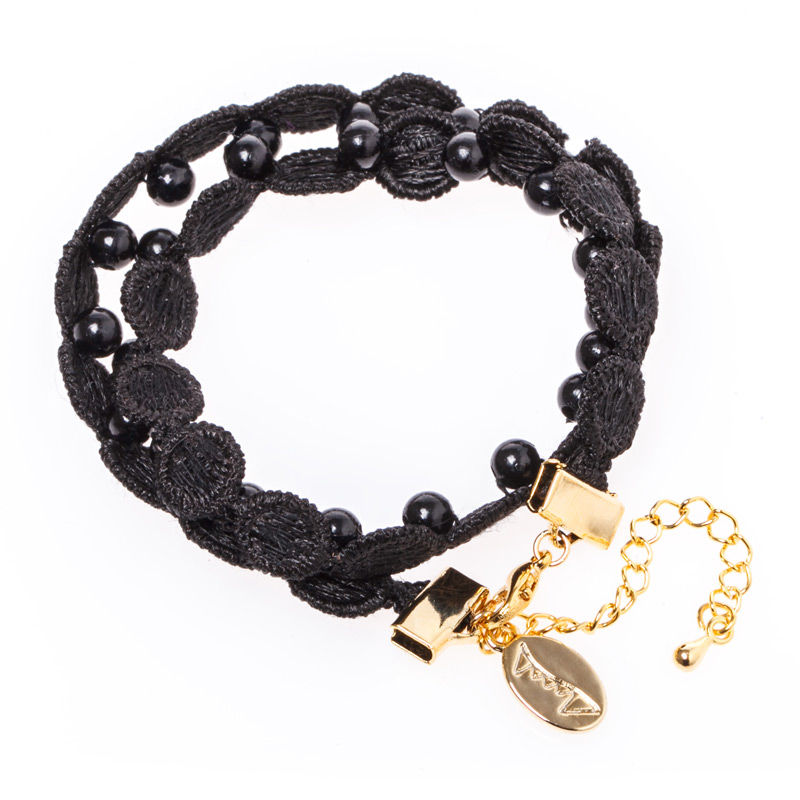 韩国原产MORAN YI_F时尚黑珠蕾丝手链手环 韩国原产MORAN YI_F时尚黑珠蕾丝手链手环