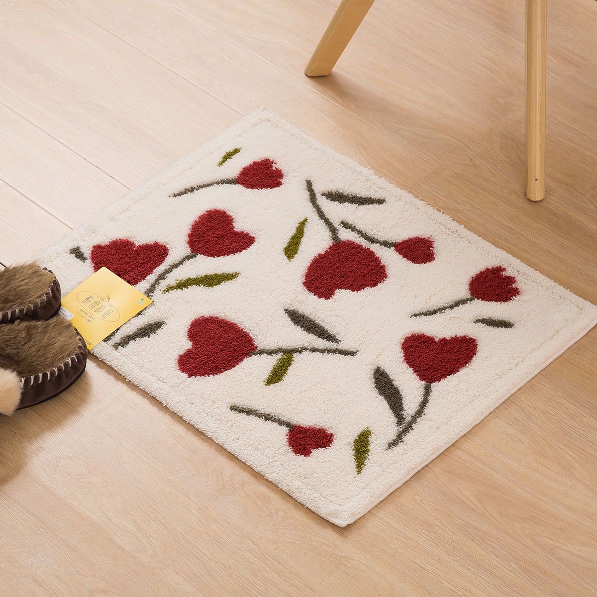 日本进口浴室地垫-OKA速干浴室地垫玫瑰款