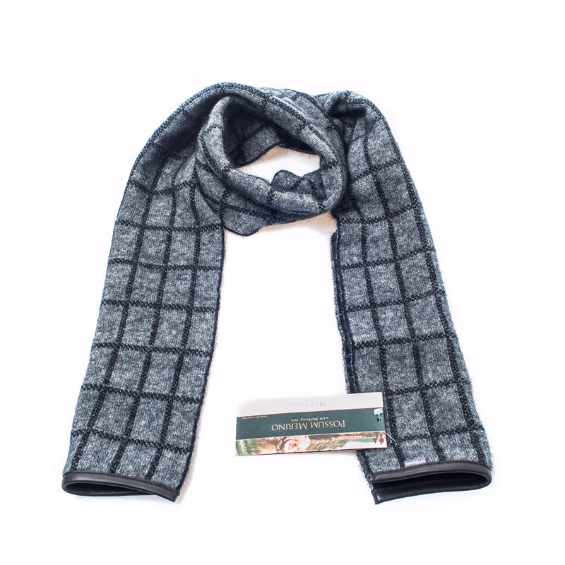 新西兰进口围巾-McDonaldTextile羊皮边方格围巾