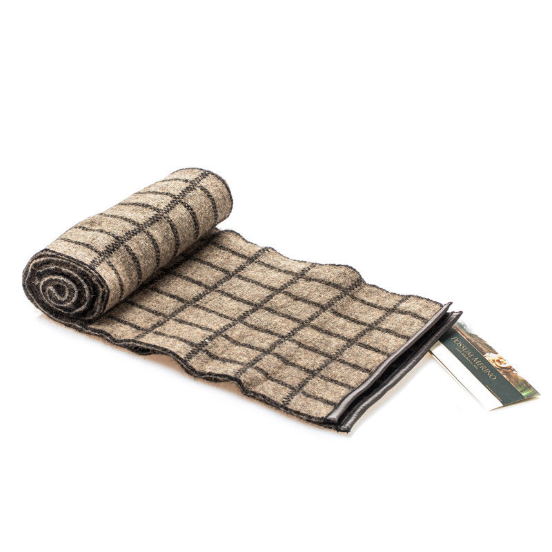 新西兰进口奢侈品牌围巾-McDonaldTextile羊皮边方格围巾 - 奢侈品牌围巾