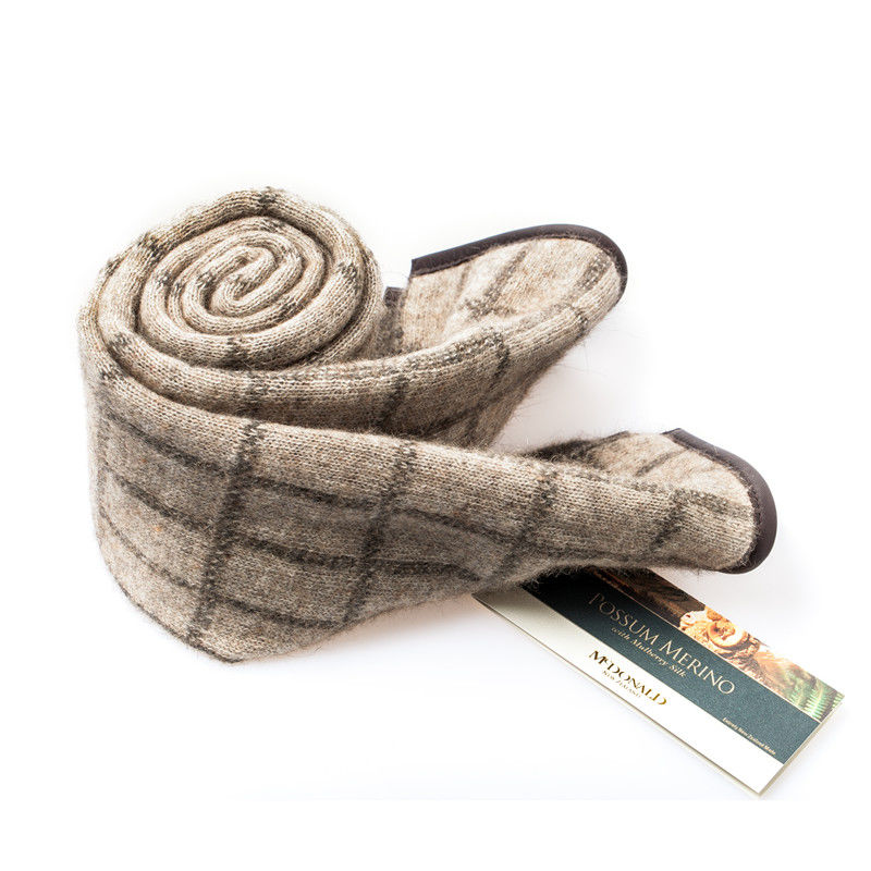 新西兰进口男士围巾-McDonaldTextile羊皮边方格围巾