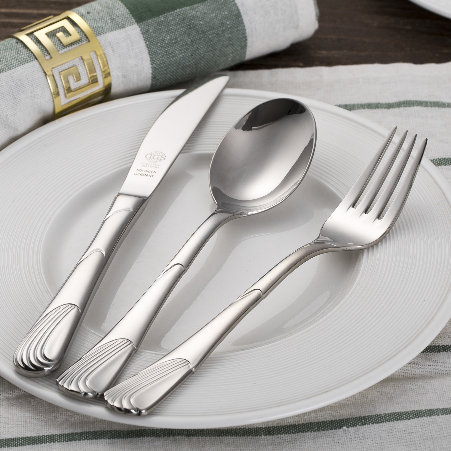 德国进口不锈钢厨房餐具-GGS不锈钢餐具套装Petra高品质不锈钢精致贝壳图案