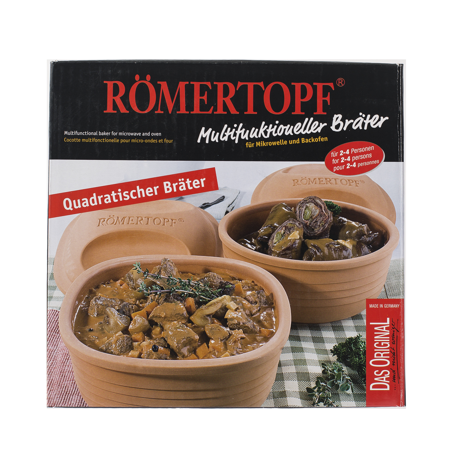 德国进口多功能煎烤锅-Römertopf陶制多功能烤锅(方形)