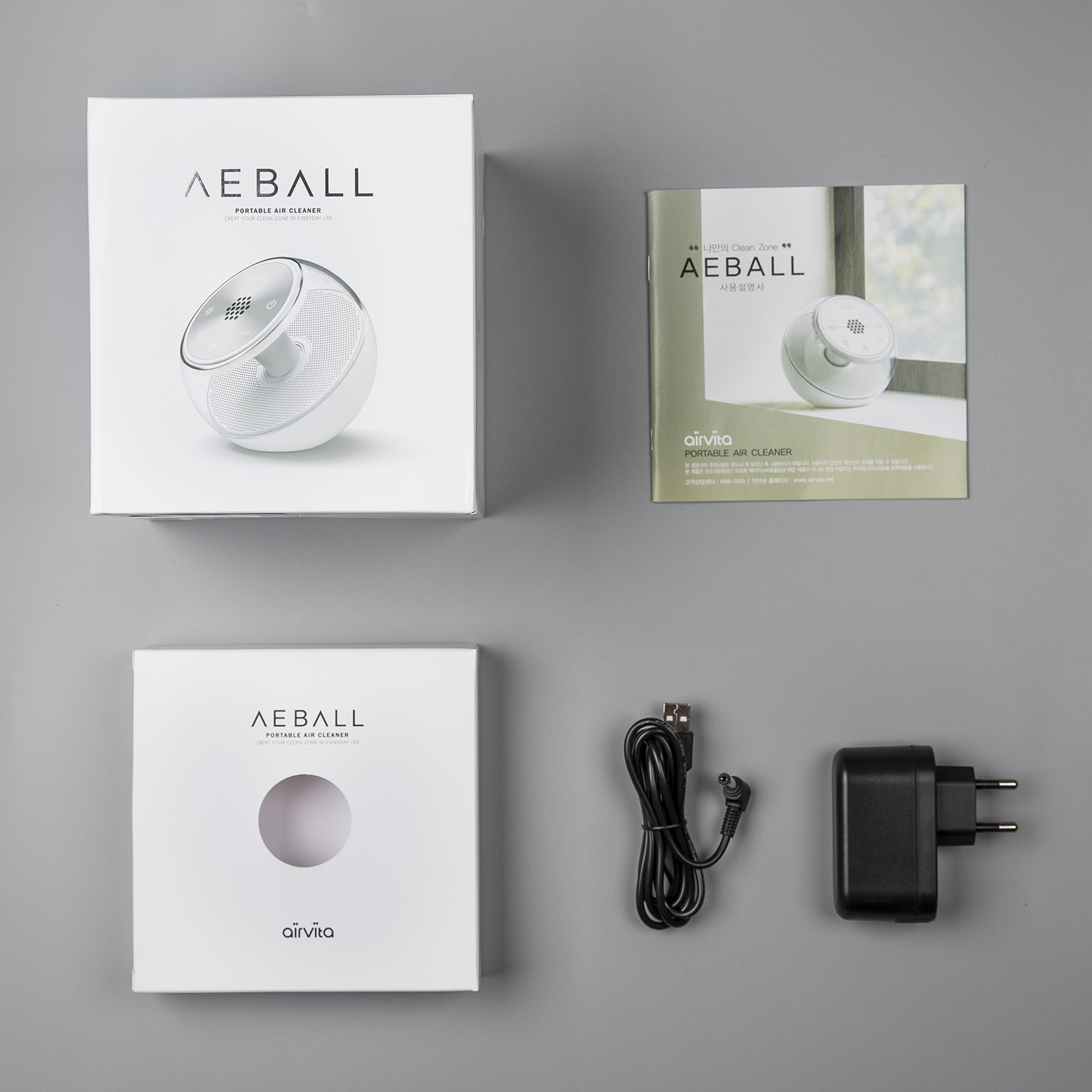 韩国进口室内空气净化器-AIRVITA aeball家用插电无线负离子空气净化器三色炫光