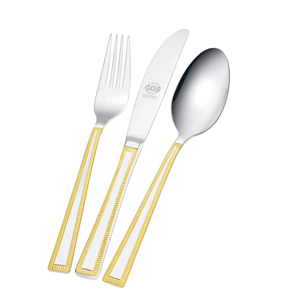 德国进口不锈钢餐具-GGS不锈钢餐具套装Lina高品质不锈钢精致镀金边缘 - 不锈钢餐具品牌 德国进口不锈钢餐具-GGS不锈钢餐具套装Lina高品质不锈钢精致镀金边缘 - 不锈钢餐具品牌