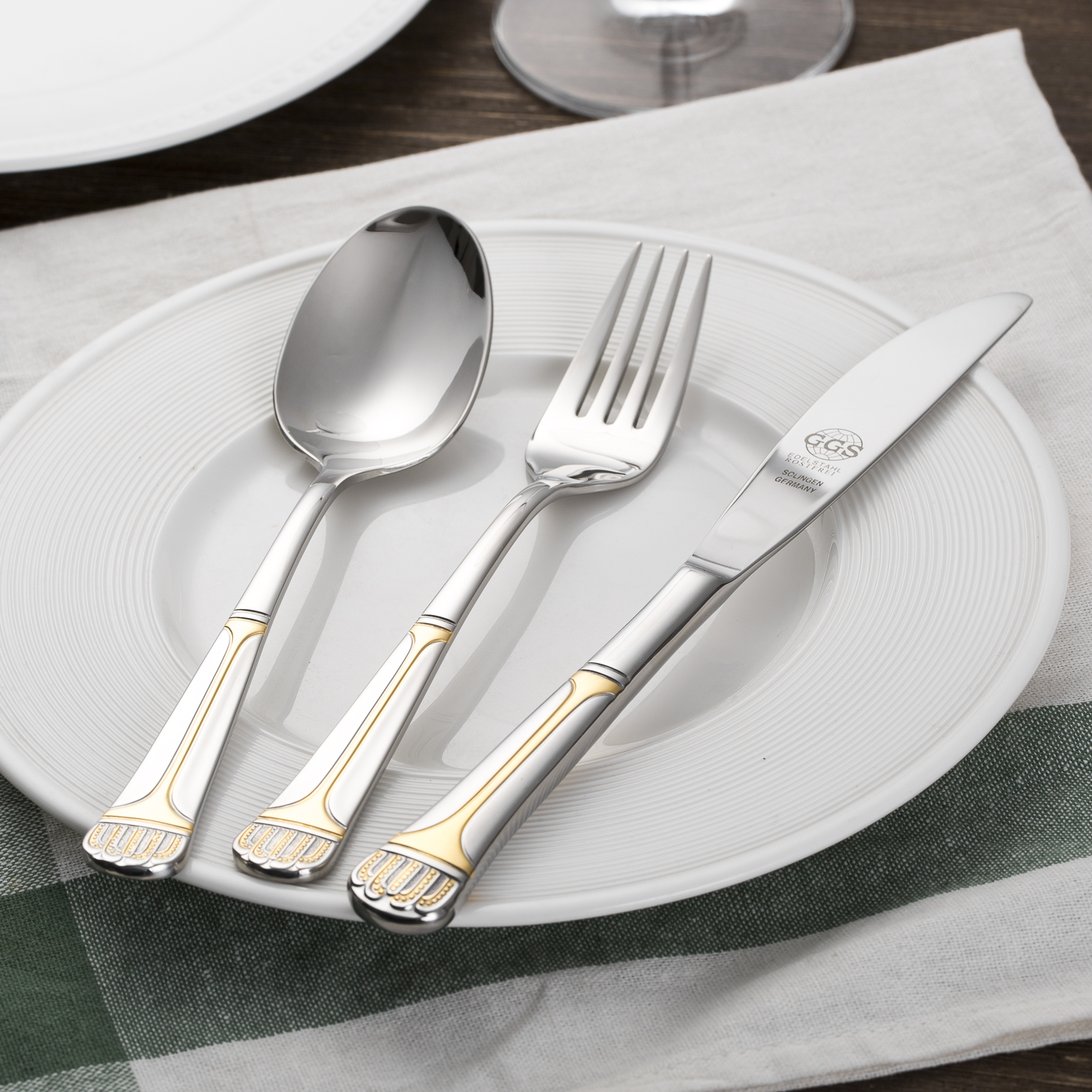 德国进口不锈钢组合餐具-原装进口不锈钢组合餐具-GGS不锈钢餐具套装Marion高品质不锈钢精致镀金图案