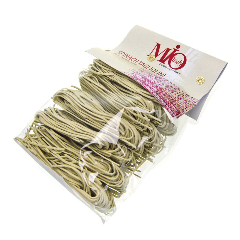进口意大利面宽面-米欧意式菠菜味生制宽条面