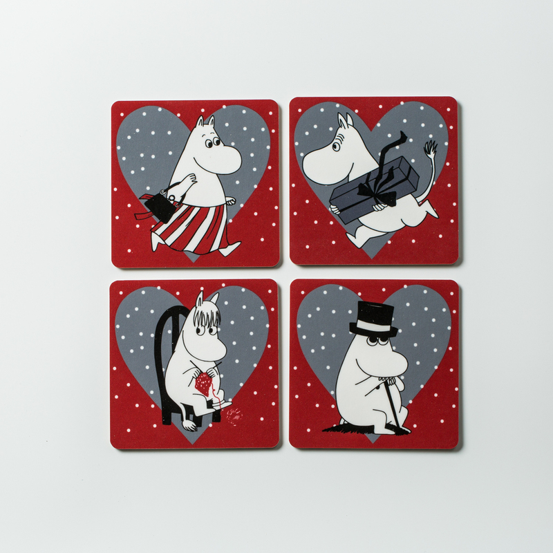 瑞典原产Optodesign 姆明系列桦木茶杯垫隔热垫 4只袋爱心 瑞典原产Optodesign 姆明系列桦木茶杯垫隔热垫 4只袋爱心