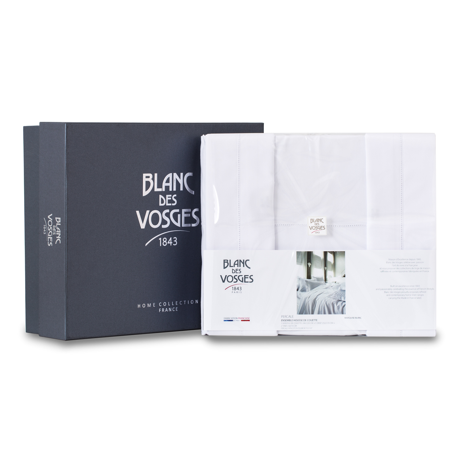 法国进口纯棉四件套-进口纯棉四件套-Blanc des Vosges侯爵夫人四件套(礼盒装)白色