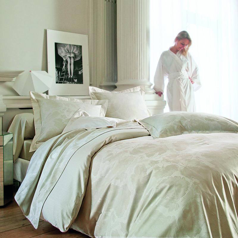 法国进口被子被套-BlancdesVosges贡缎提花木犀草白玉被套 - 被子被套