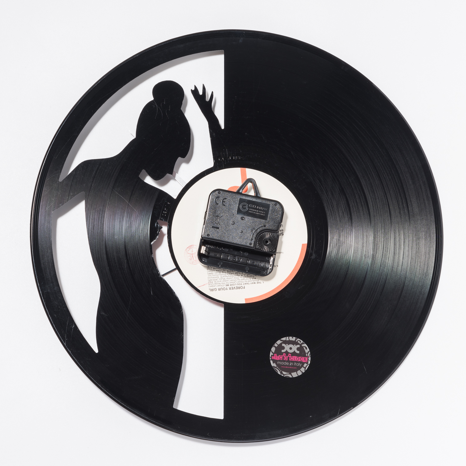 意大利进口无框画挂钟-DISCOCLOCK优雅女士碟盘挂钟