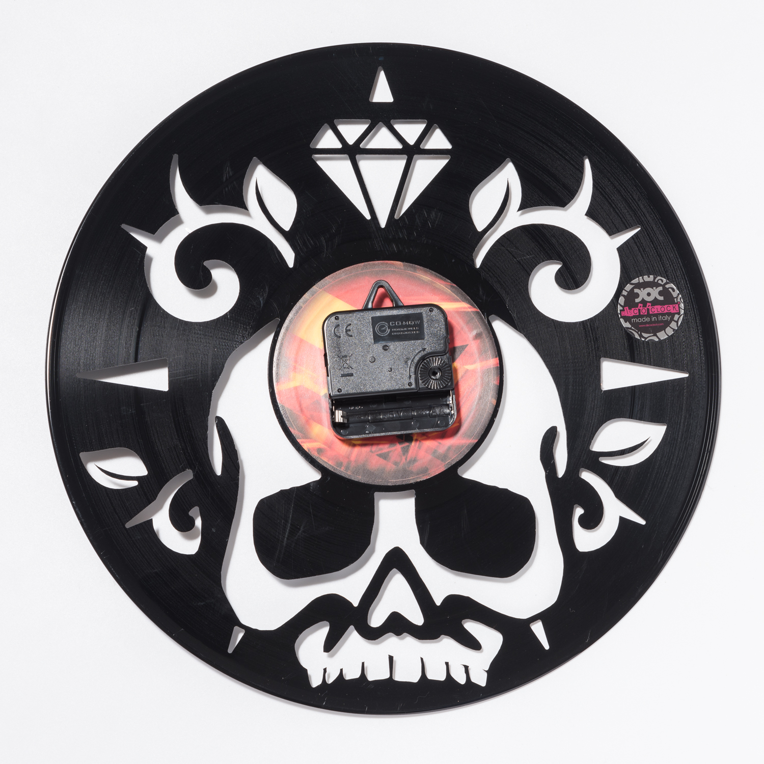 意大利进口客厅挂钟表-DISCOCLOCK骷颅卫士碟盘挂钟