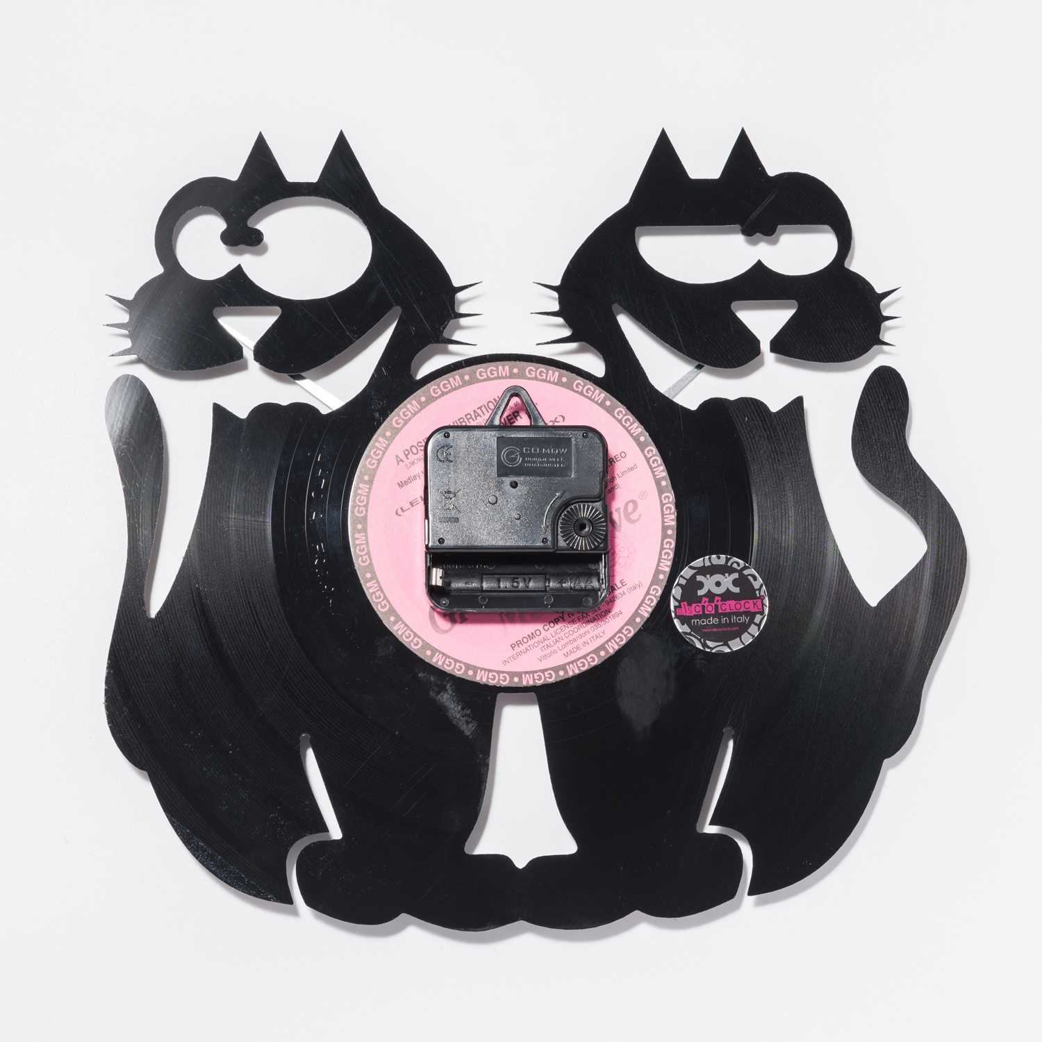 意大利进口超大挂钟-DISCOCLOCK鸳鸯灵猫碟盘挂钟