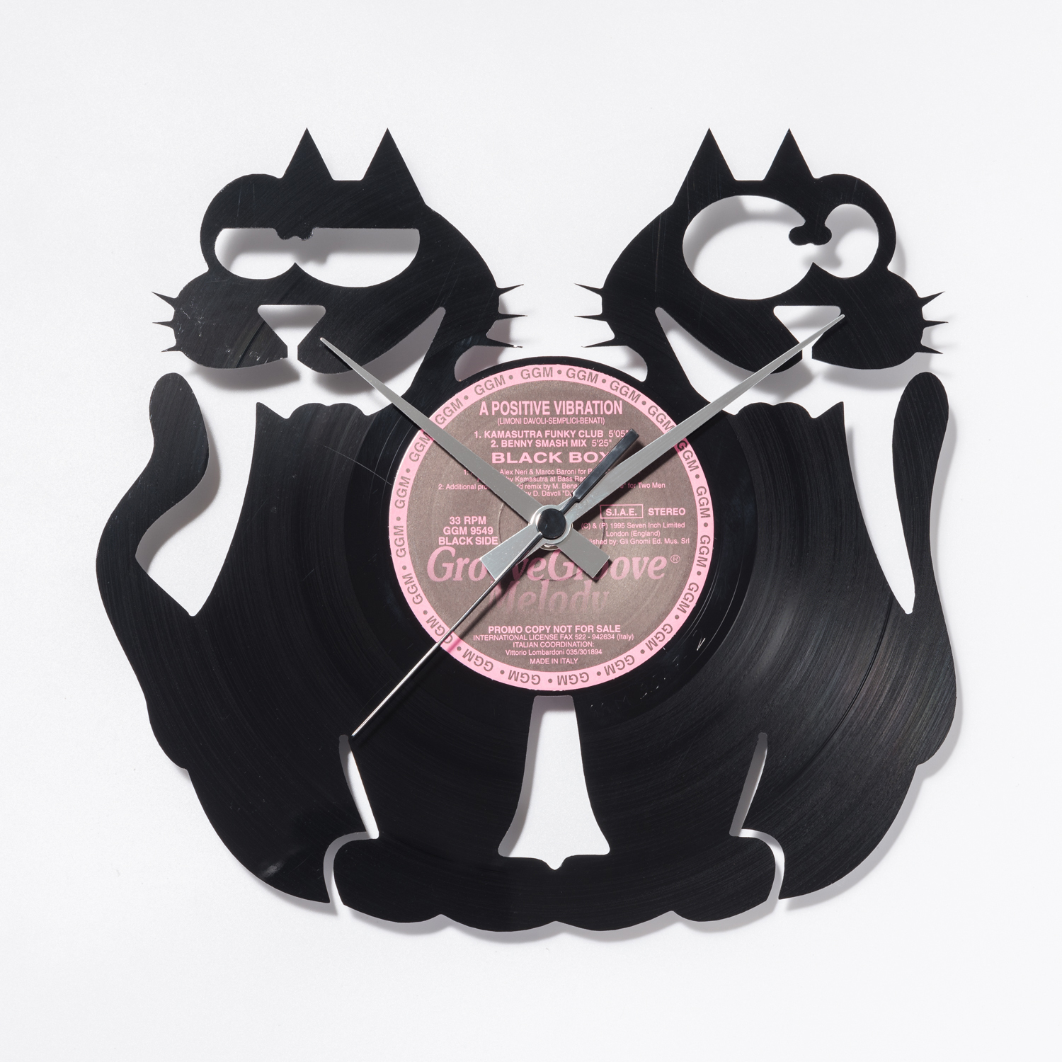 意大利进口超大挂钟-DISCOCLOCK鸳鸯灵猫碟盘挂钟