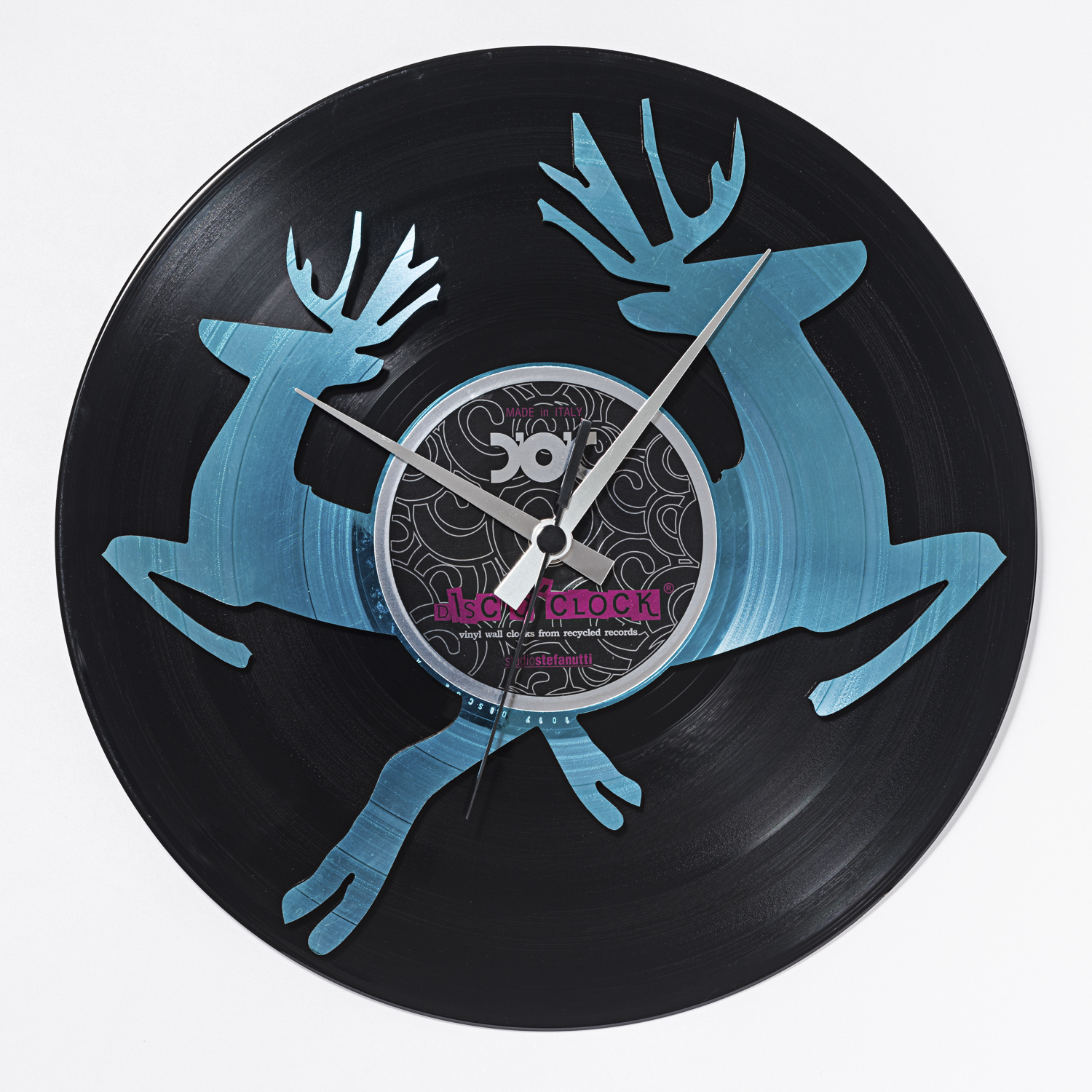 意大利进口工艺挂钟-DISCOCLOCK鸳鸯灵鹿碟盘挂钟(蓝色) 意大利进口工艺挂钟-DISCOCLOCK鸳鸯灵鹿碟盘挂钟(蓝色)
