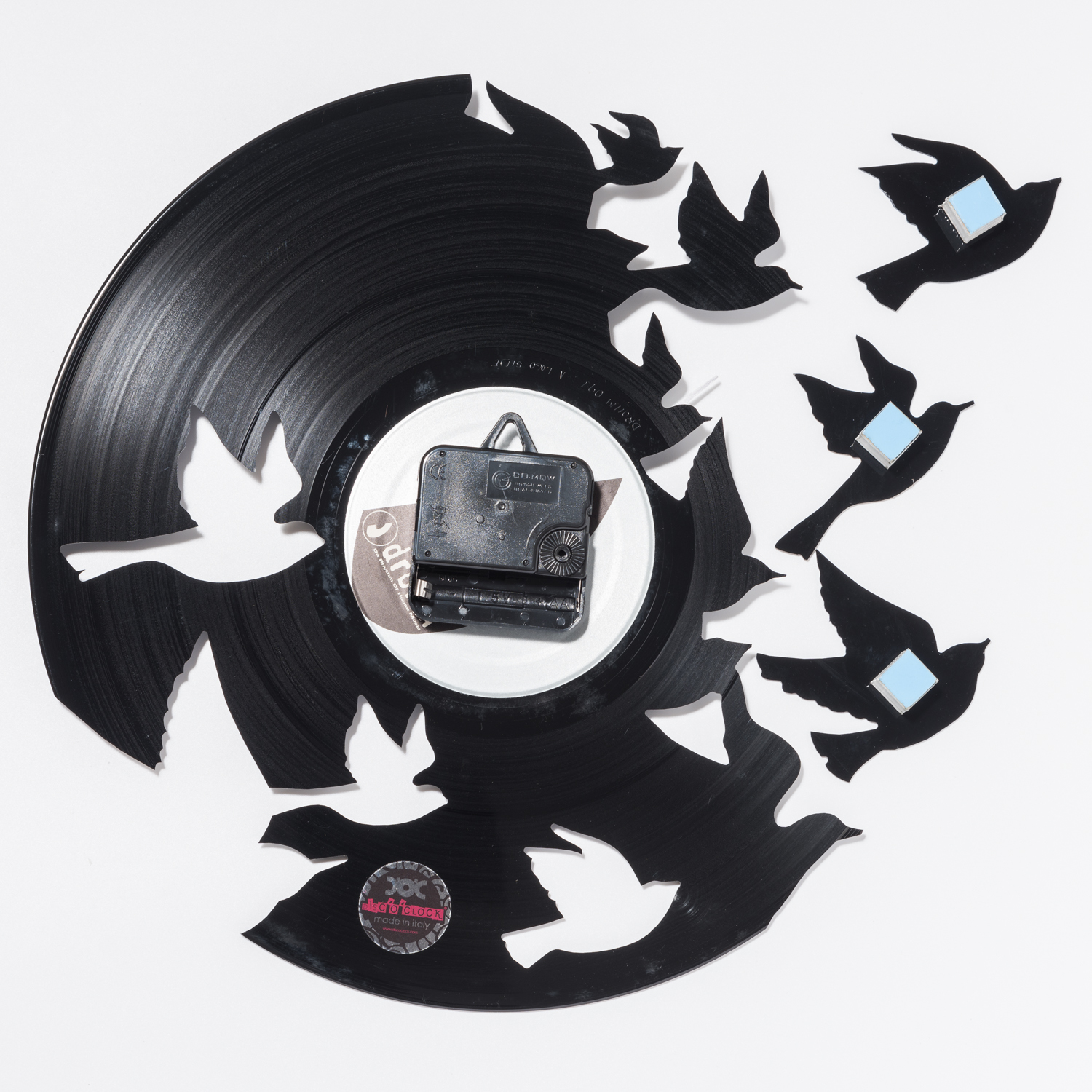 意大利进口大厅挂钟-DISCOCLOCK群鸟飞翔碟盘挂钟