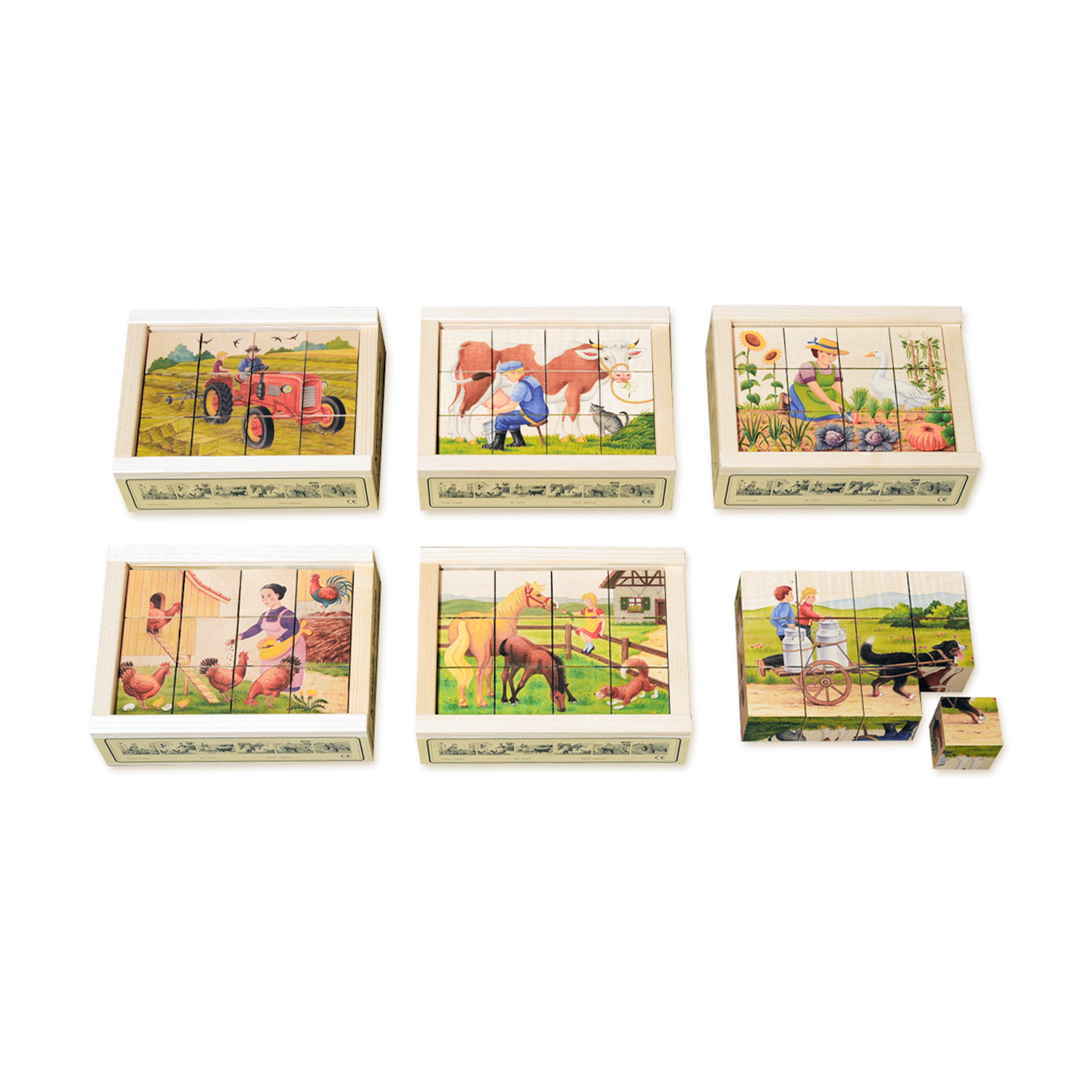 瑞士原产Atelier Fischer拼图木质人物场景拼图农家小院