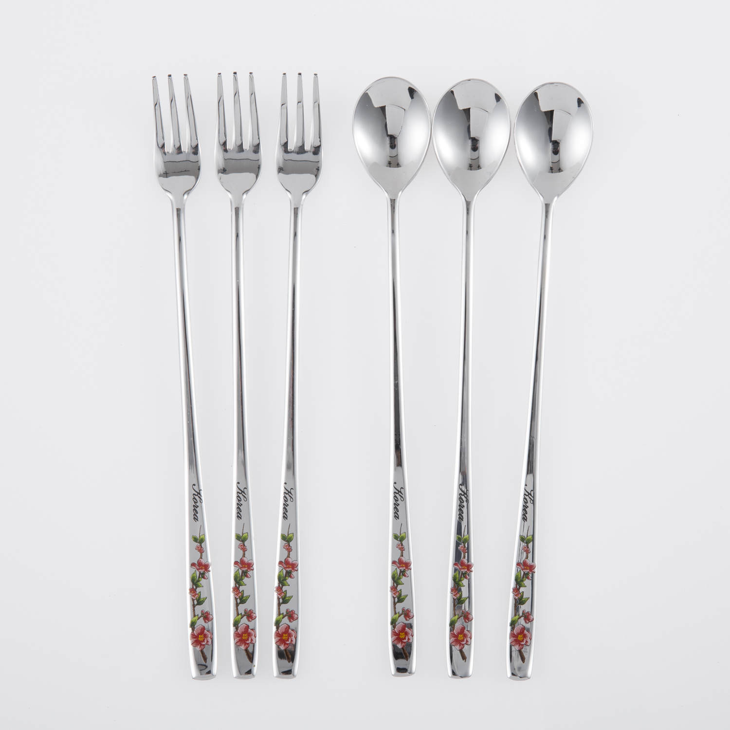 韩国进口叉勺餐具套装-DMKOREA勺子和叉子套装(3叉子+3勺子)亮光