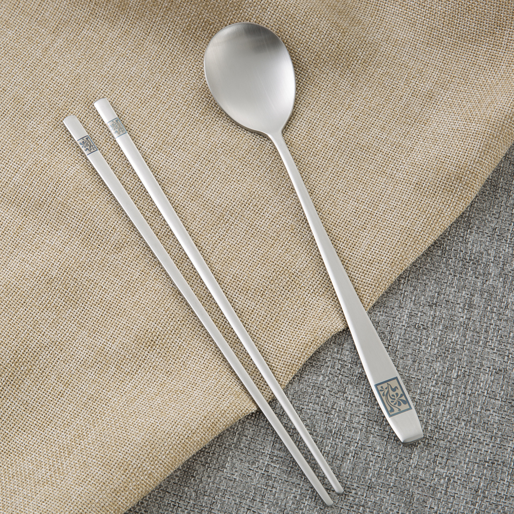 韩国进口餐具勺子筷子套装-DMKOREA勺子和筷子套装(1筷子+1勺子)亚光
