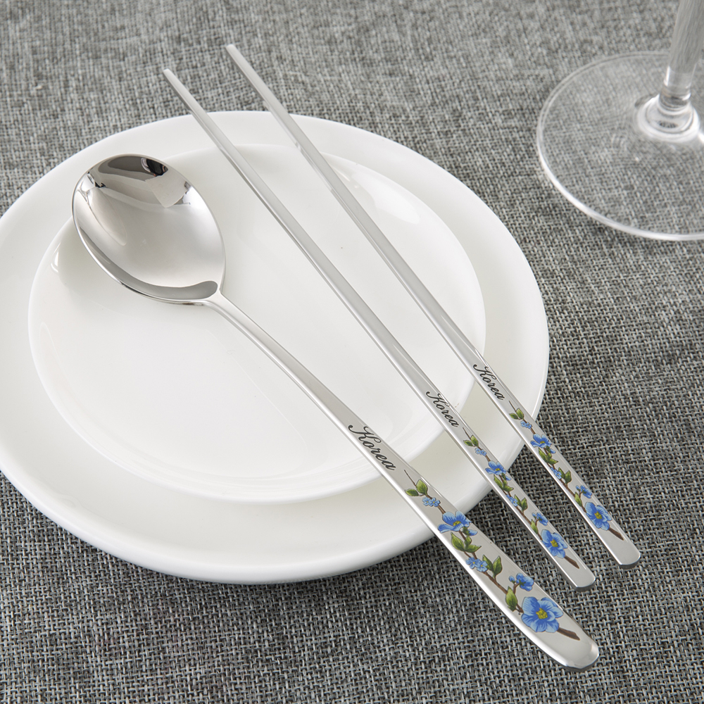 韩国进口筷子和勺子套装-DMKOREA勺子和筷子套装(1筷子+1勺子)亮光