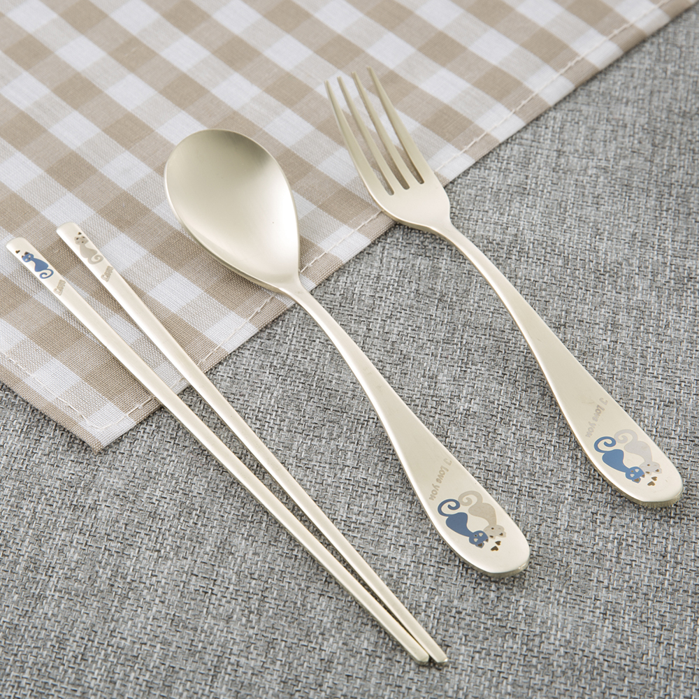 韩国进口餐具套装-DMKOREA餐具套装(1筷子+1勺子+1叉子)亚光