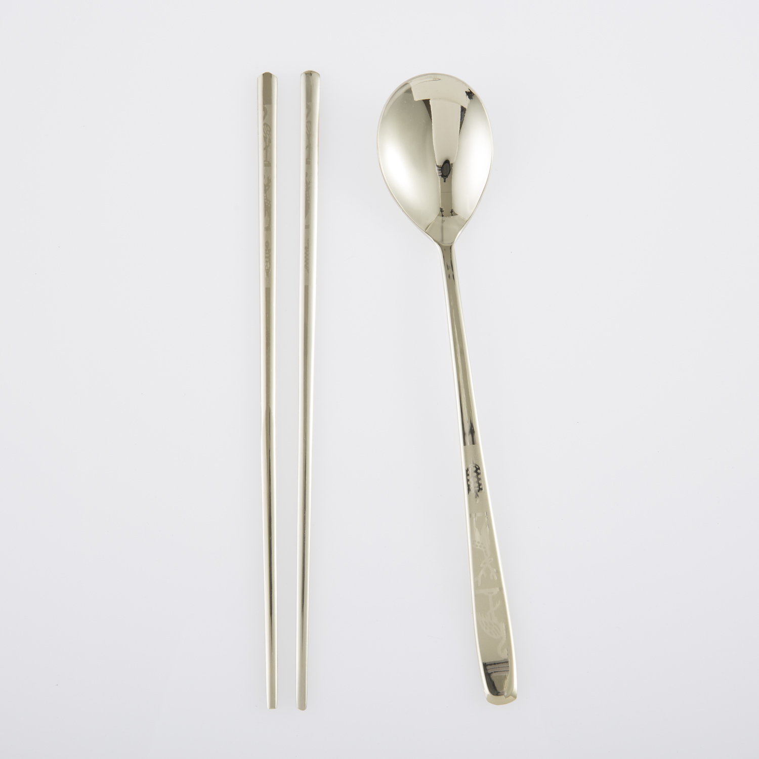 韩国进口不锈钢勺子筷子套装-DMKOREA勺子和筷子套装(1筷子+1勺子)亮光