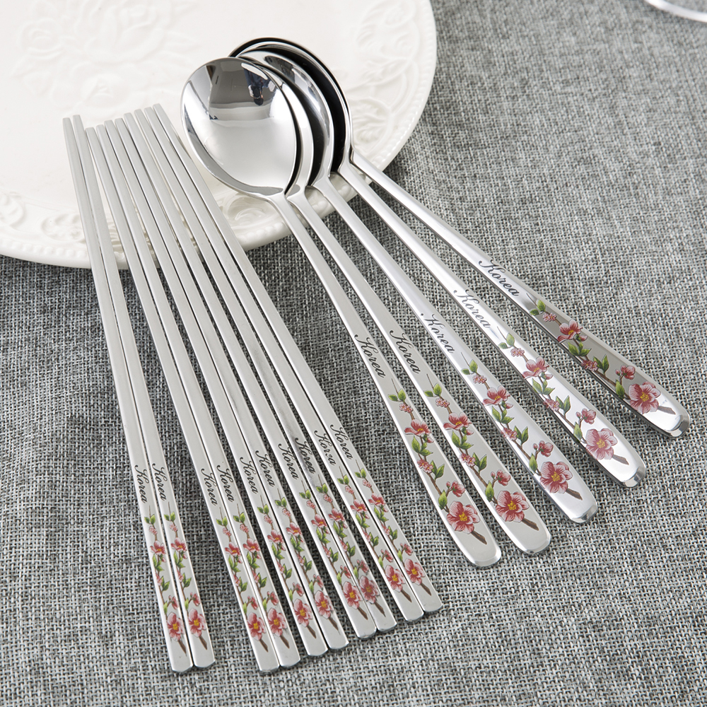 韩国进口勺子和筷子套装-DMKOREA勺子和筷子套装(5筷子+5勺子)亮光 韩国进口勺子和筷子套装-DMKOREA勺子和筷子套装(5筷子+5勺子)亮光