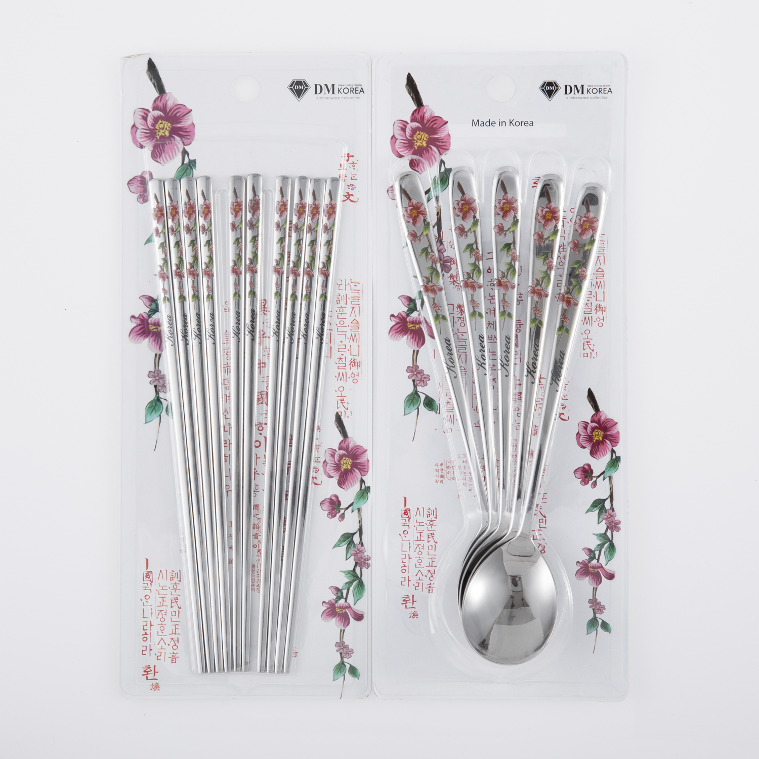 韩国进口勺子和筷子套装-DMKOREA勺子和筷子套装(5筷子+5勺子)亮光